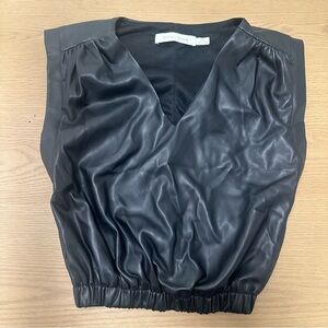 Black Faux Leather Top